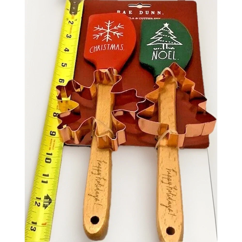Christmas Cookies Holiday Bake Party Spatula Cookie Cutter Set Snowflake Tree